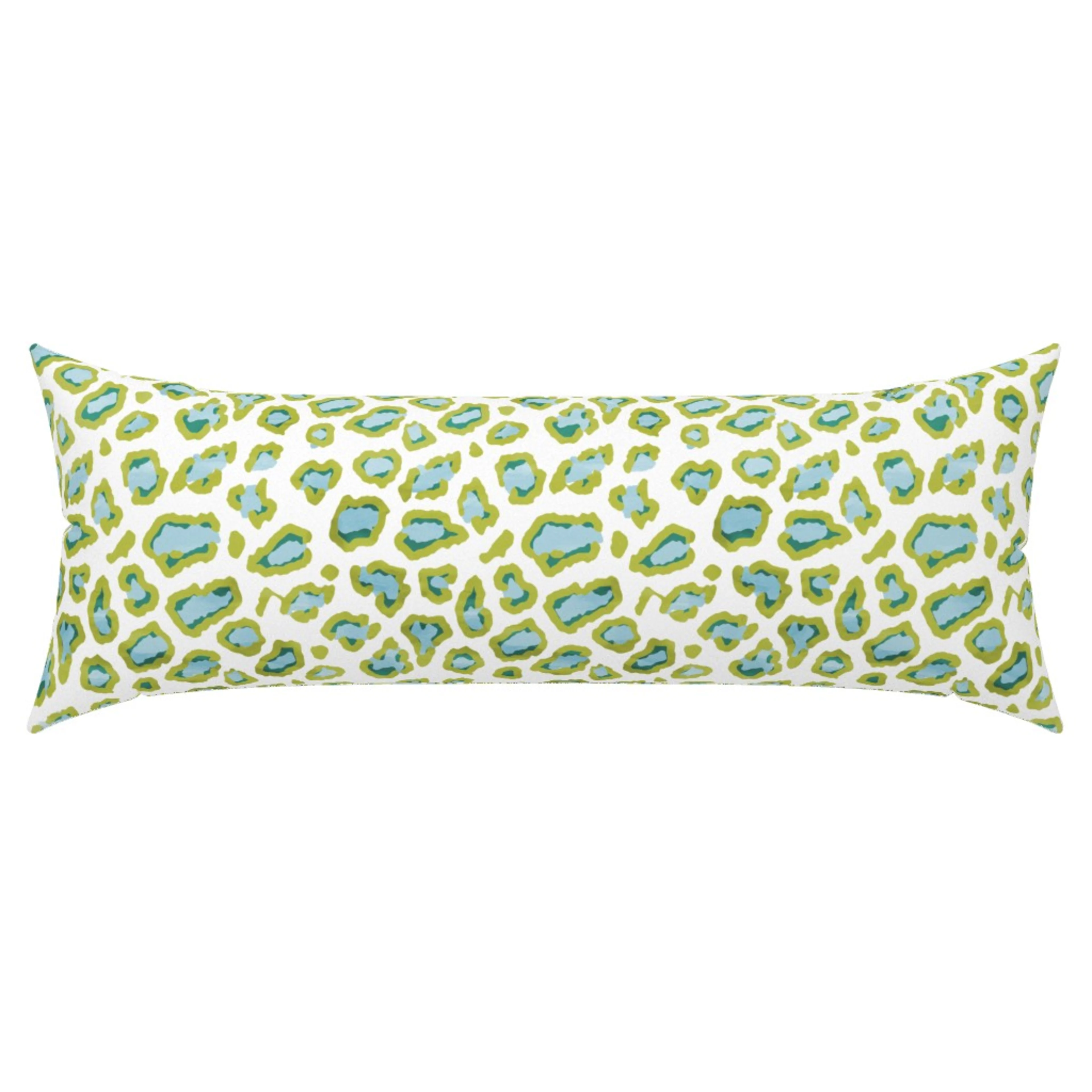 Blue and pink floral extra long lumbar throw pillow