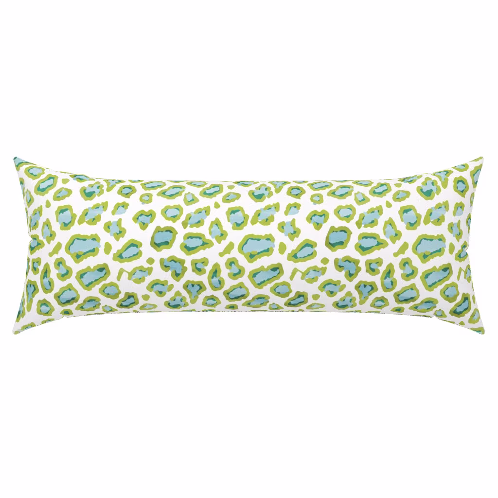 Blue and pink floral extra long lumbar throw pillow