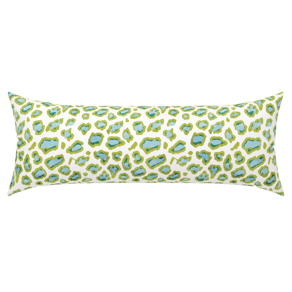 Blue and pink floral extra long lumbar throw pillow