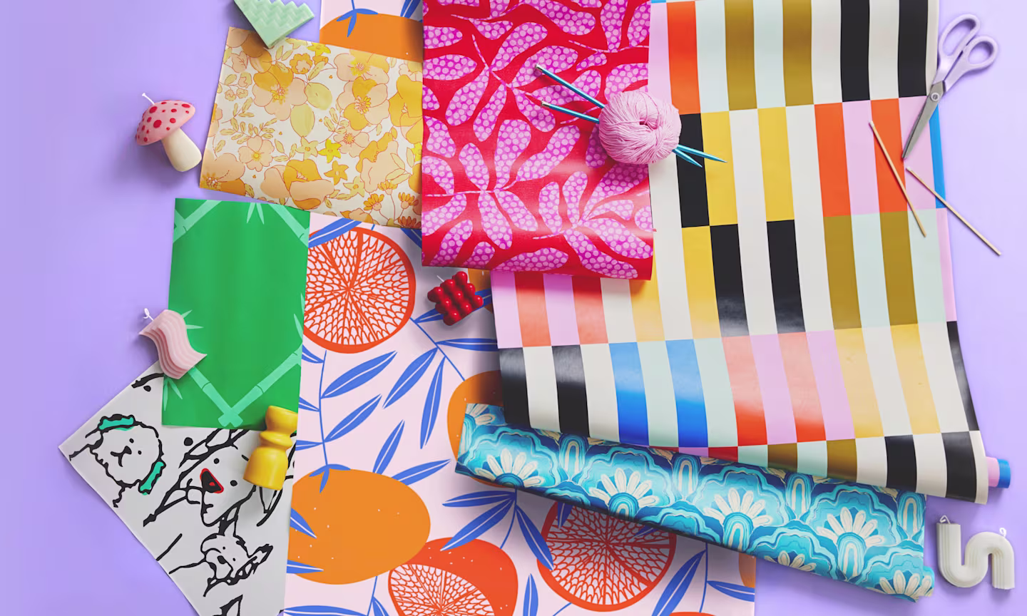 Colorful wallpaper rolls