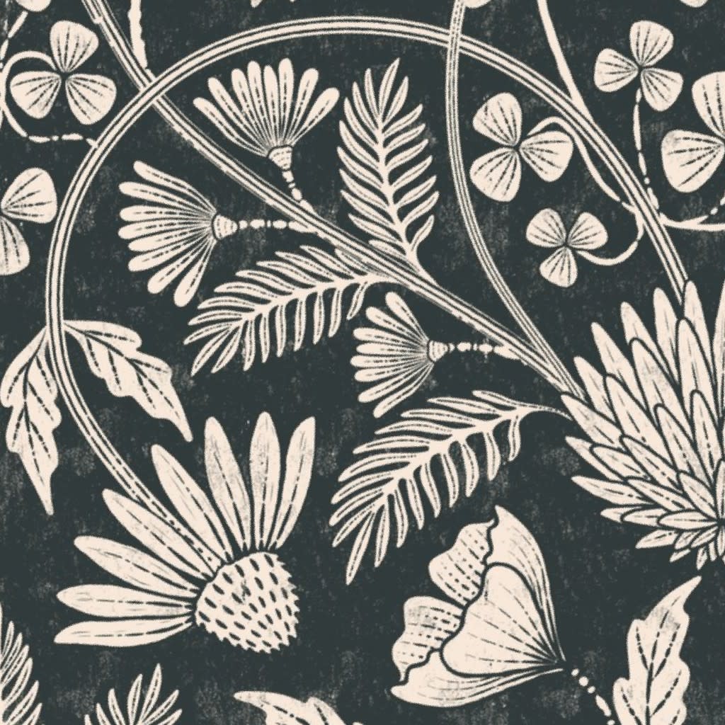 Block print flowers wallpaper by garabateo.