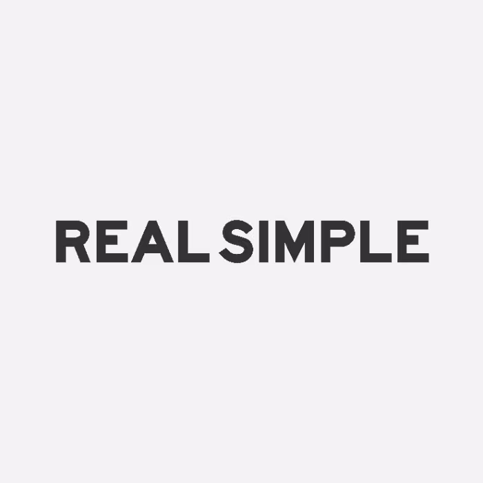 Real Simple logo on grey background