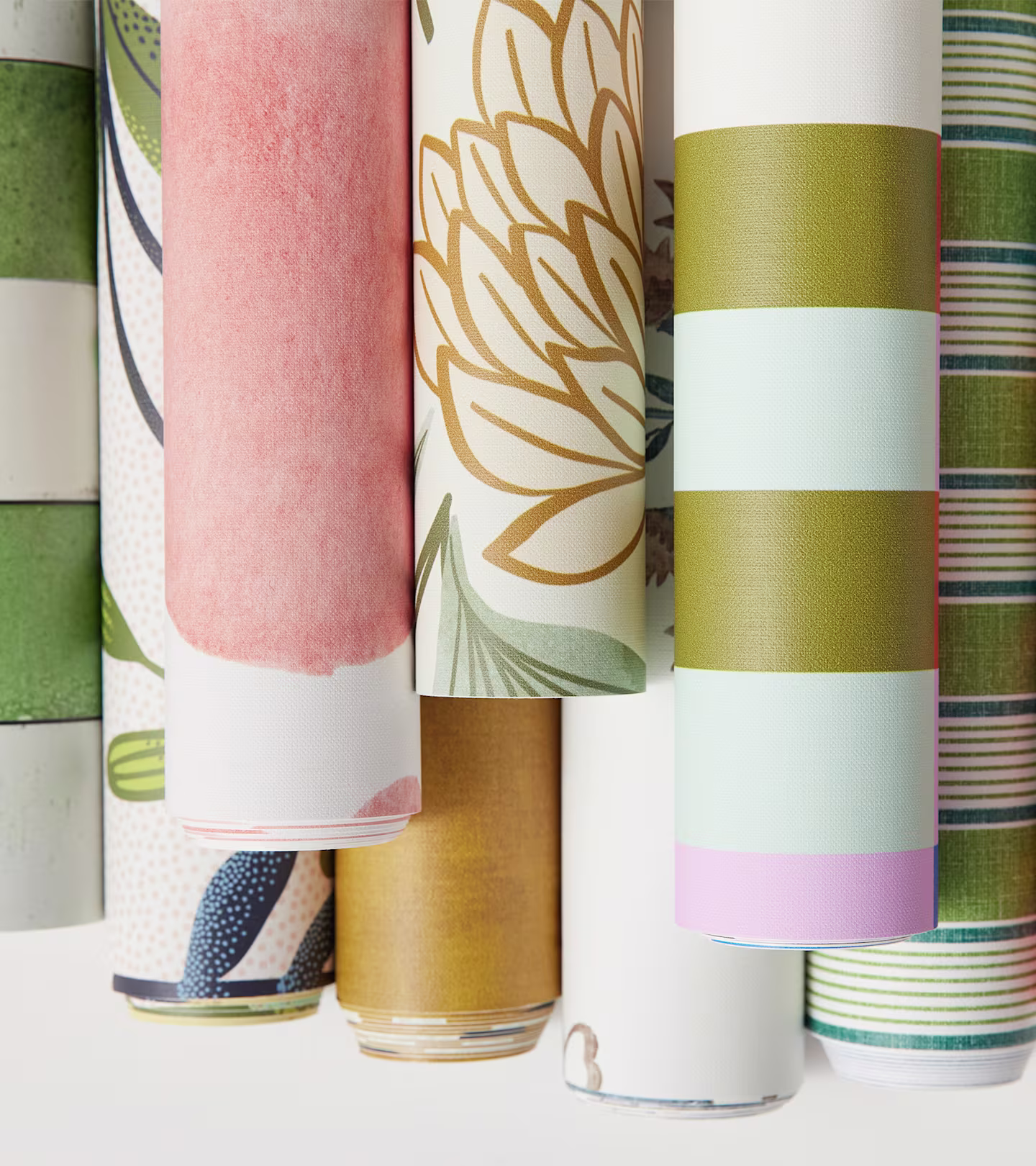 Rolls of Peel and Stick wallpaper.