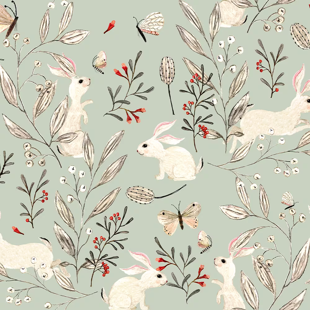 A cute bunny design on sage green from katherine_quinn