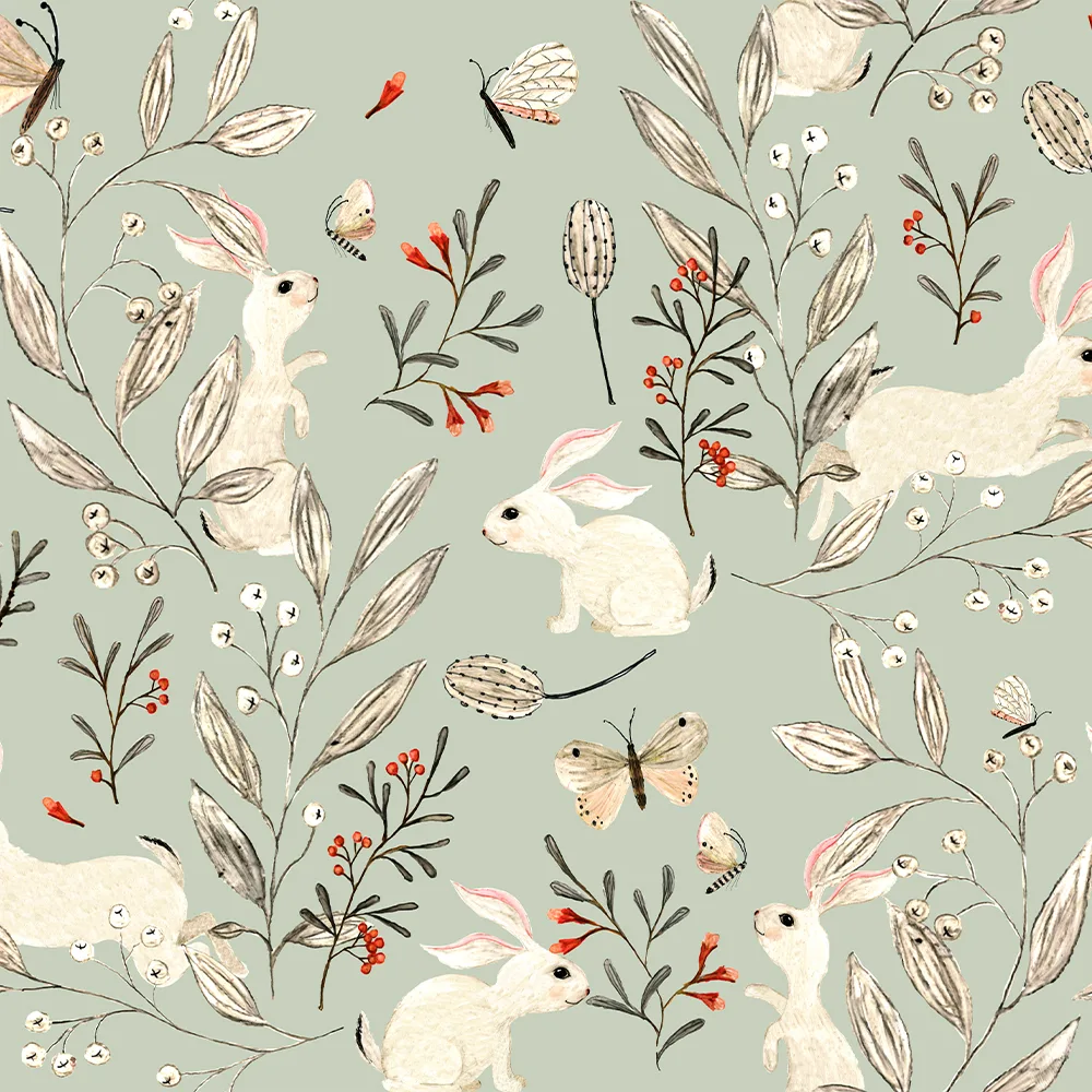 A cute bunny design on sage green from katherine_quinn