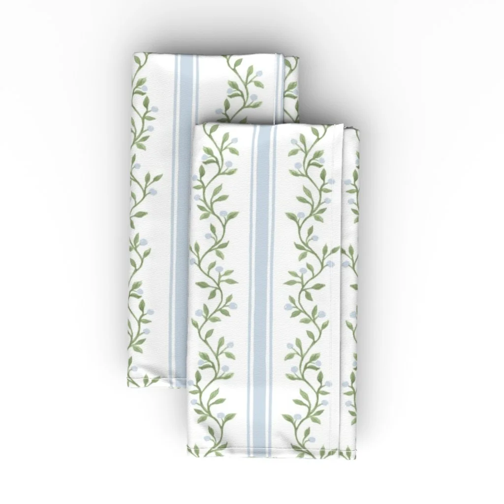 Floral stripe dinner napkins