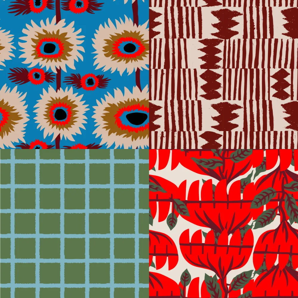 A grid of 4 maximalist designs from holli_zollinger