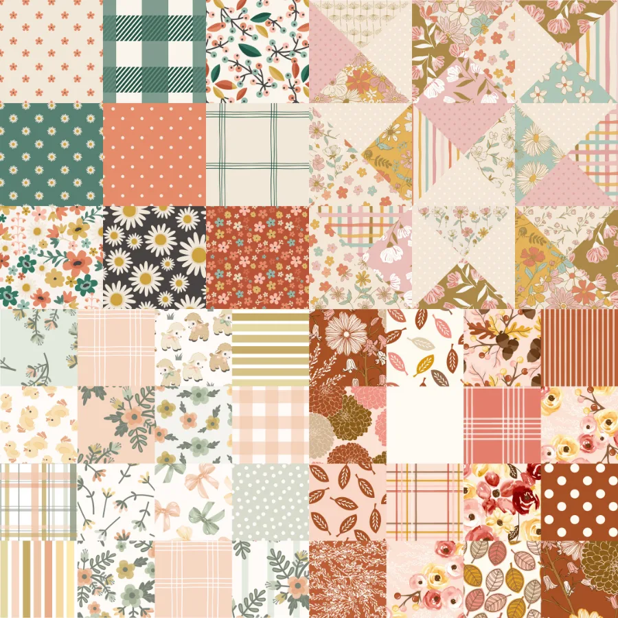 A grid of 4 patchwork designs from misskatedesigns