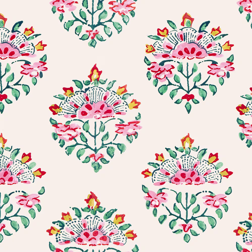 A colorful floral block print from