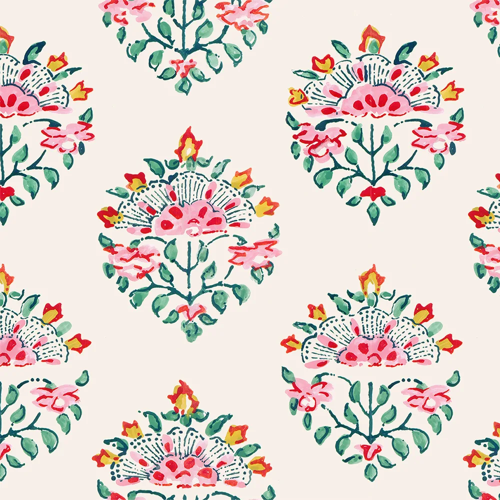 A colorful floral block print from 
