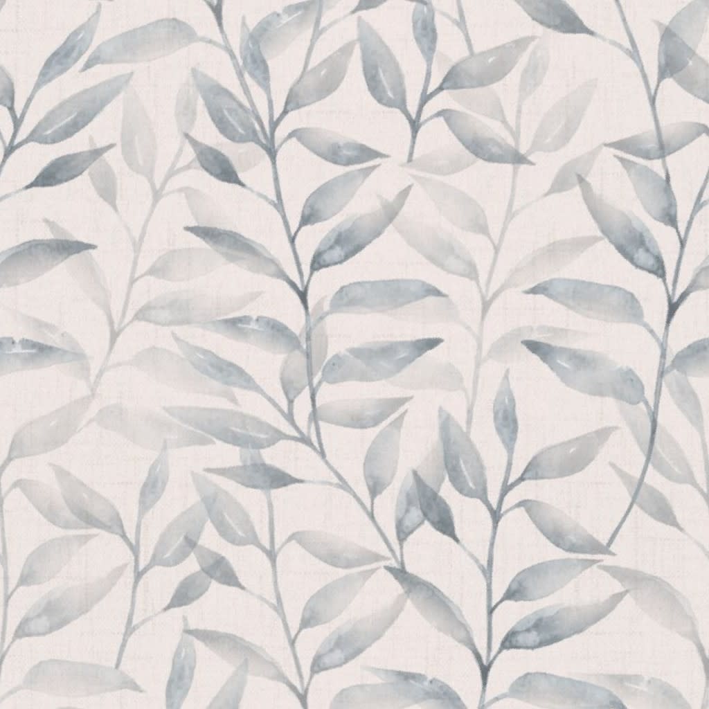 Japandi watercolour leaves foliage - grey linen - 20" Wallpaper by bloomerydecor
