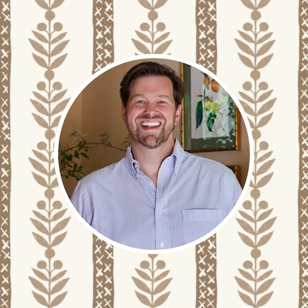 James Farmer in front of one of his favorite Spoonflower designs.