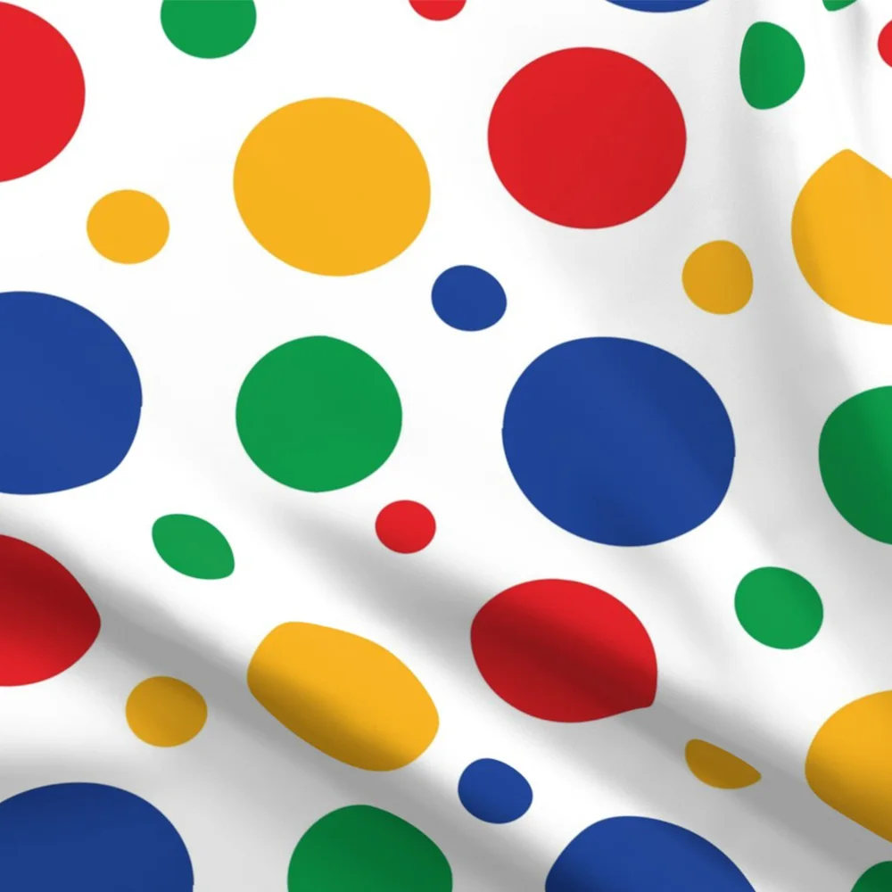 Colorful polka dots on white