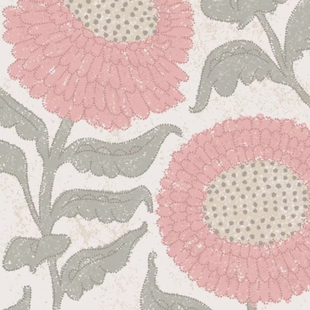 Warm Neutral Calming Farmhouse Folk Floral Blooms by doffdoffco