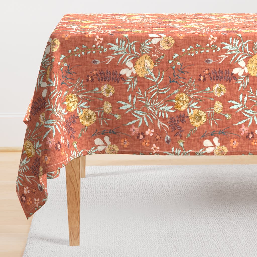 Floral rectangular tablecloth