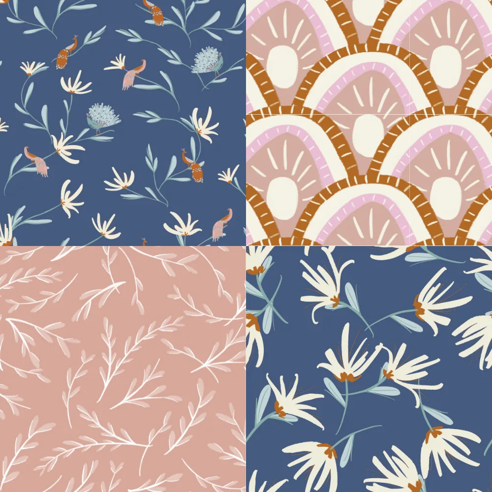 A grid of 4 floral designs from anniemontgomerydesign