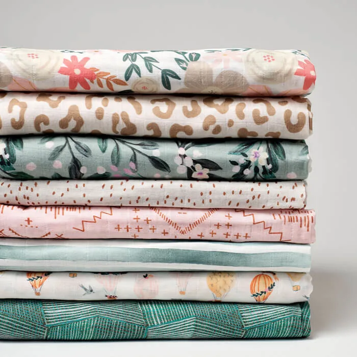 Close-up of Organic Sweet Pea Gauze fabric displaying its airy, open weave structure