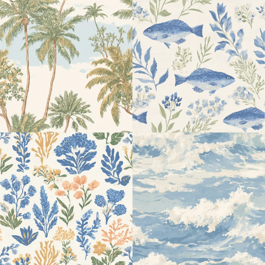 A grid of 4 coastal designs from jessicaperry