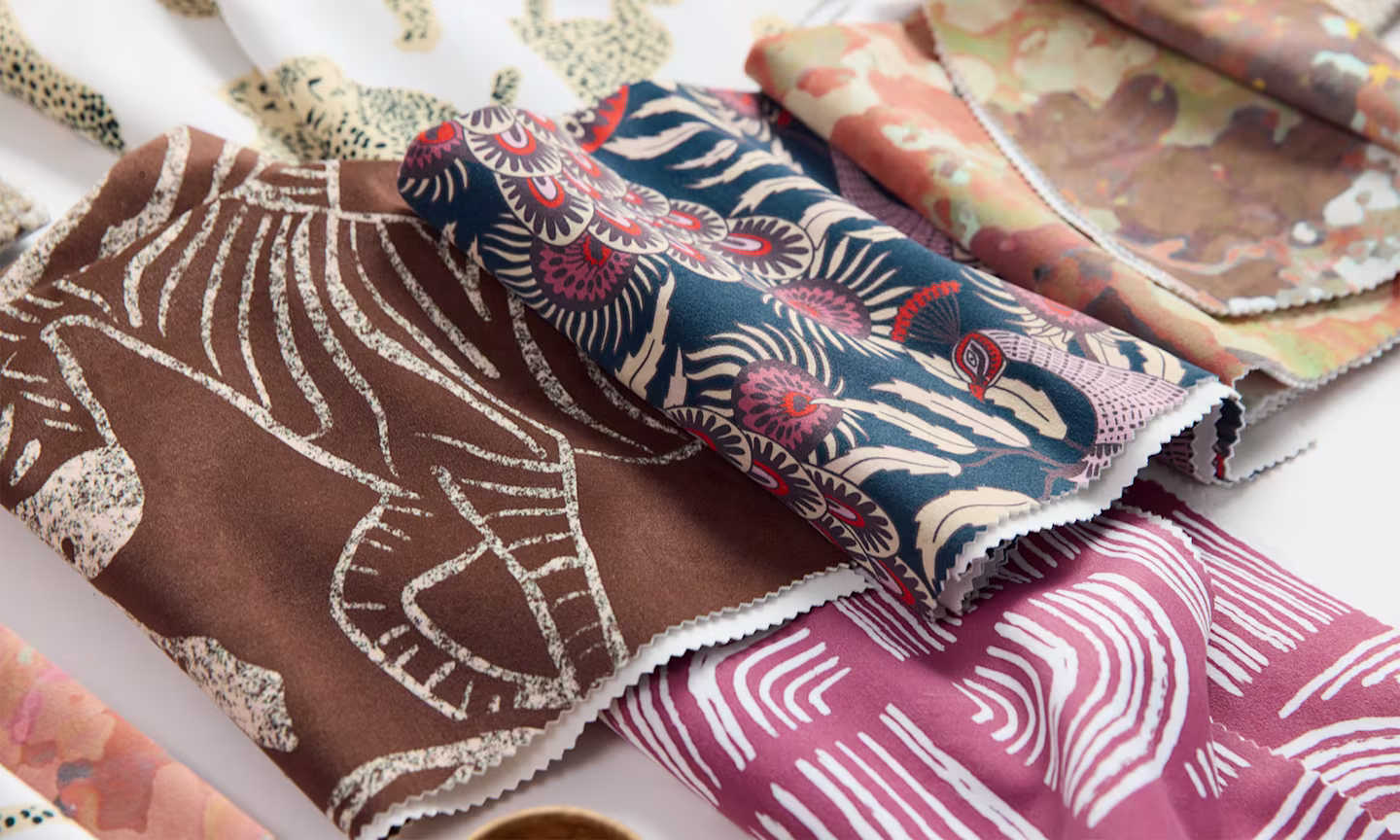 A selection of folded fabric swatches
