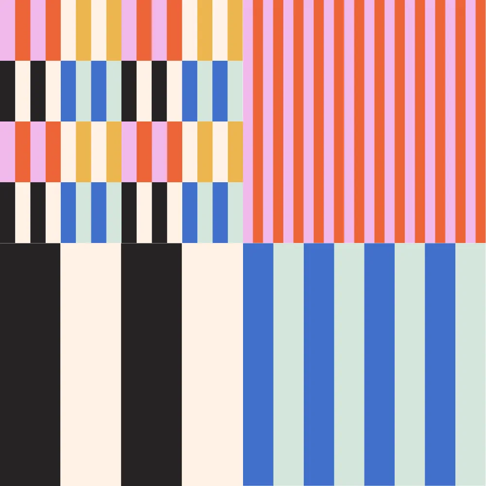 A grid of 4 bright stripe designs by thehousethatlarsbuilt