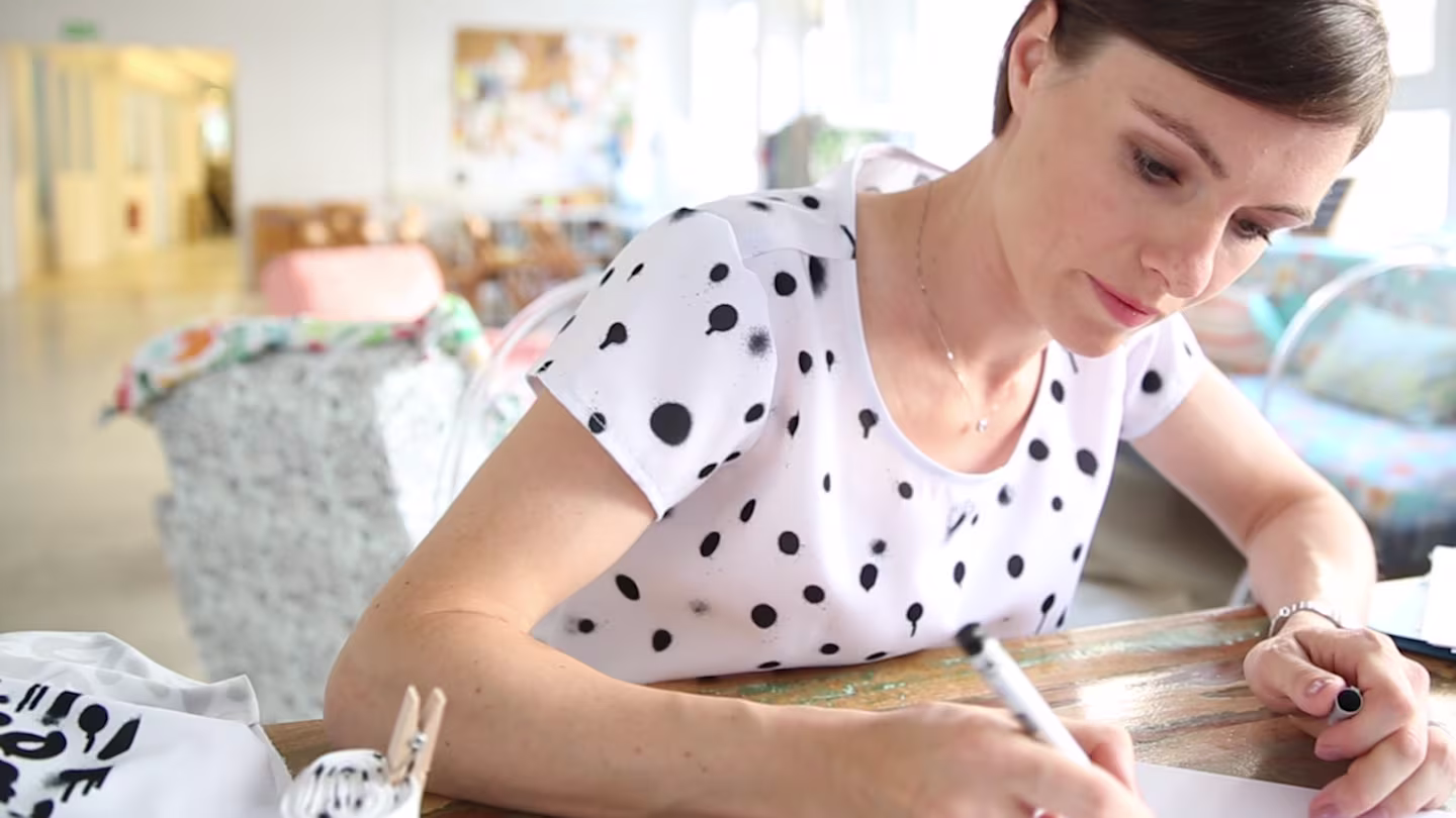 artist at table