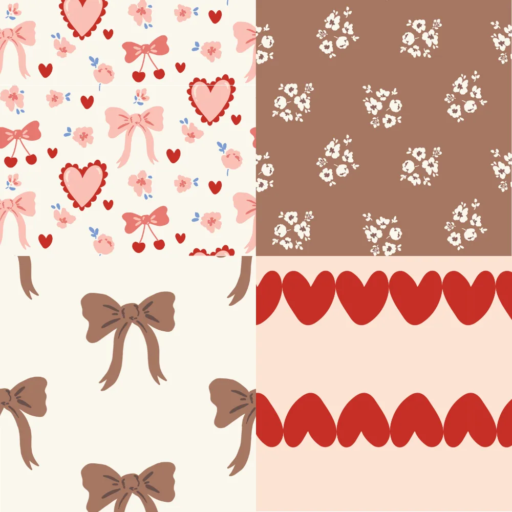 A grid of 4 Valentine's Day designs from ashleighfish