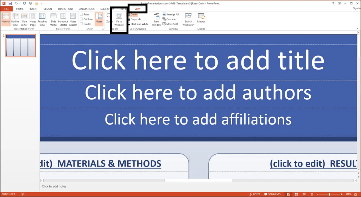 Changing the view of the poster to Fit to Window. 