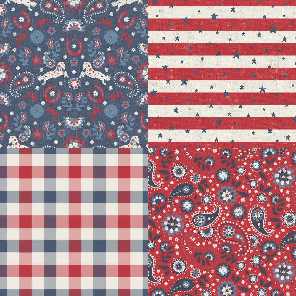 A grid of 4 Americana designs from unasomerville