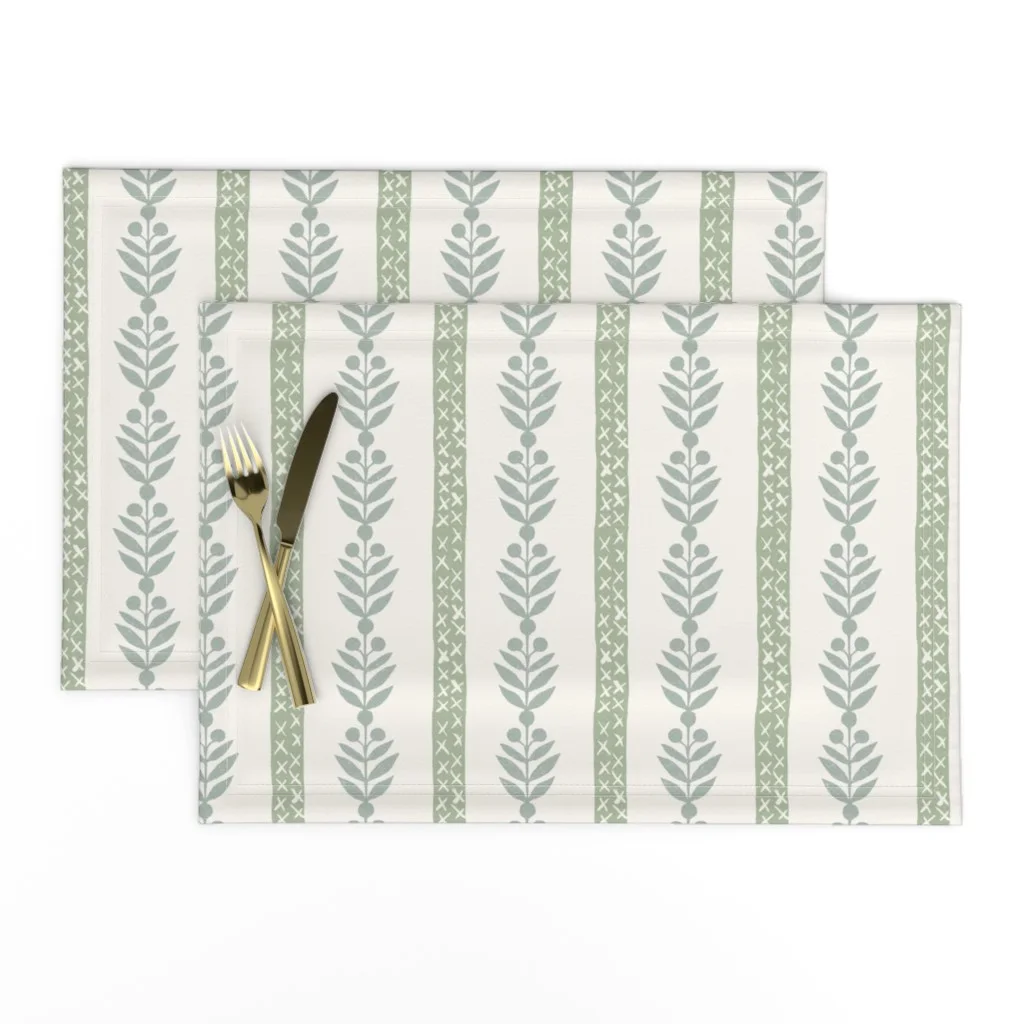 Light green and blue stripe placemats