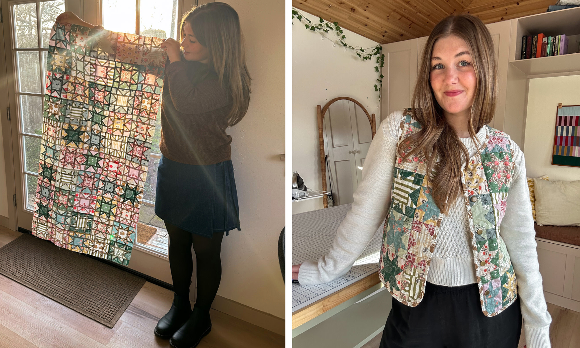 Sydney shows off her newest quilted creation