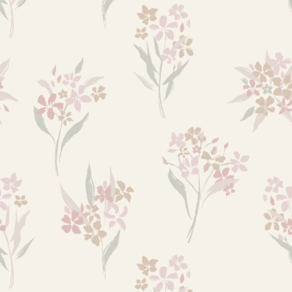 (M) Flower Stems – Simple | Pale Rose Gold Pink Cream | Medium Scale Wallpaper by jchadesign