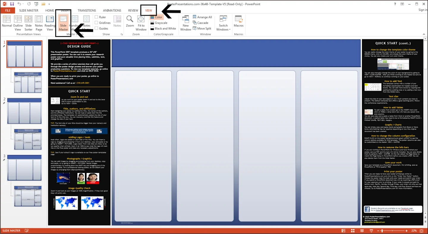 Selecting the "View" option in PowerPoint. 