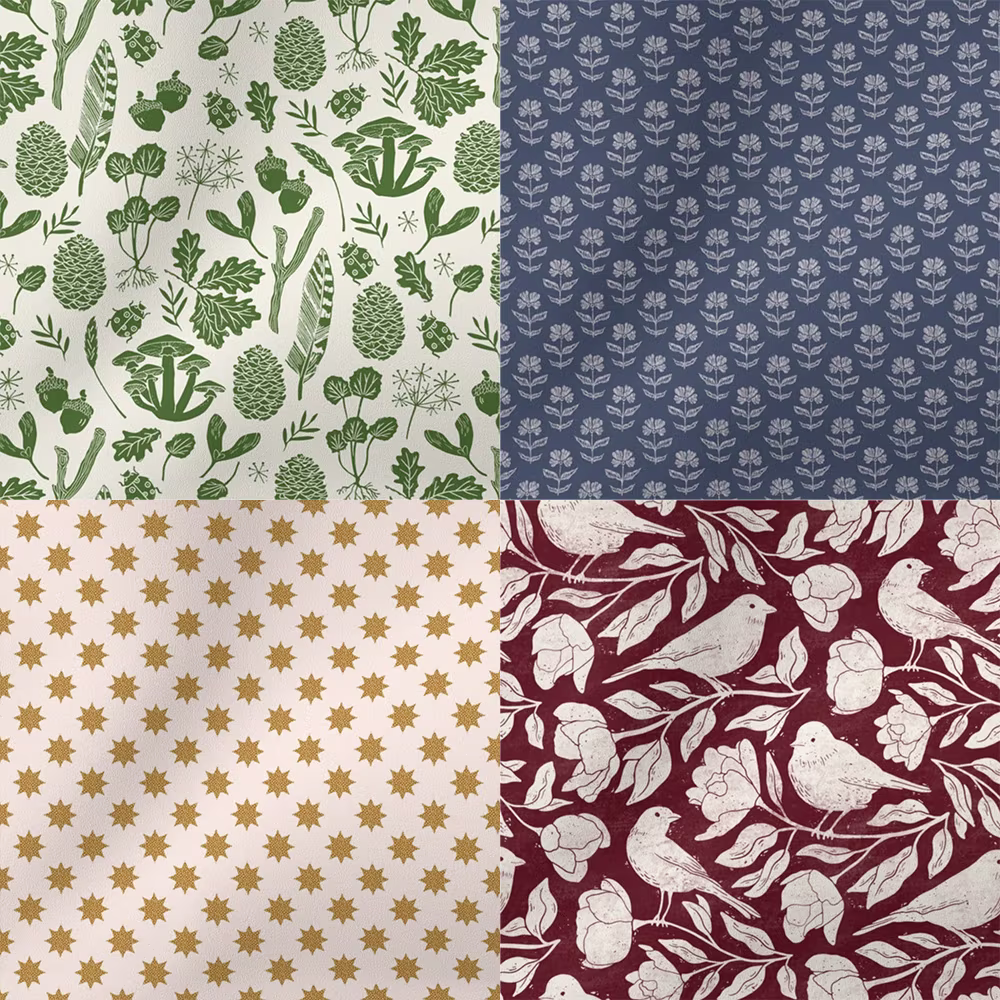 QuiltCon 2025 folksy block print fabric collection