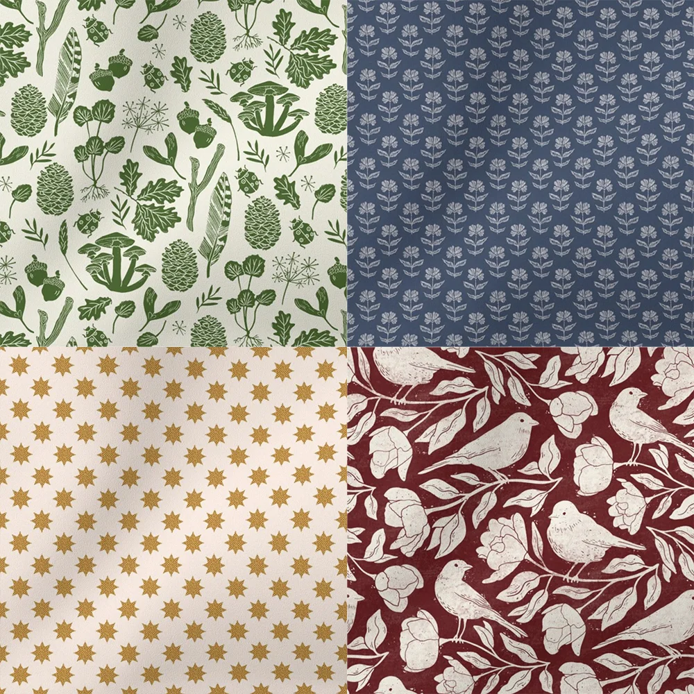 QuiltCon 2025 folksy block print fabric collection