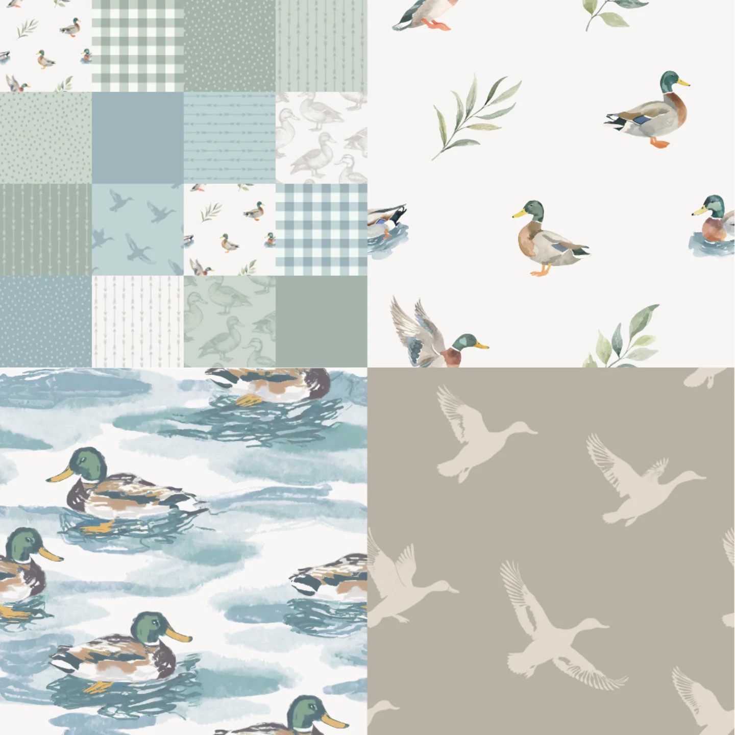 A grid of 4 baby designs with a duck theme by jessicaperry