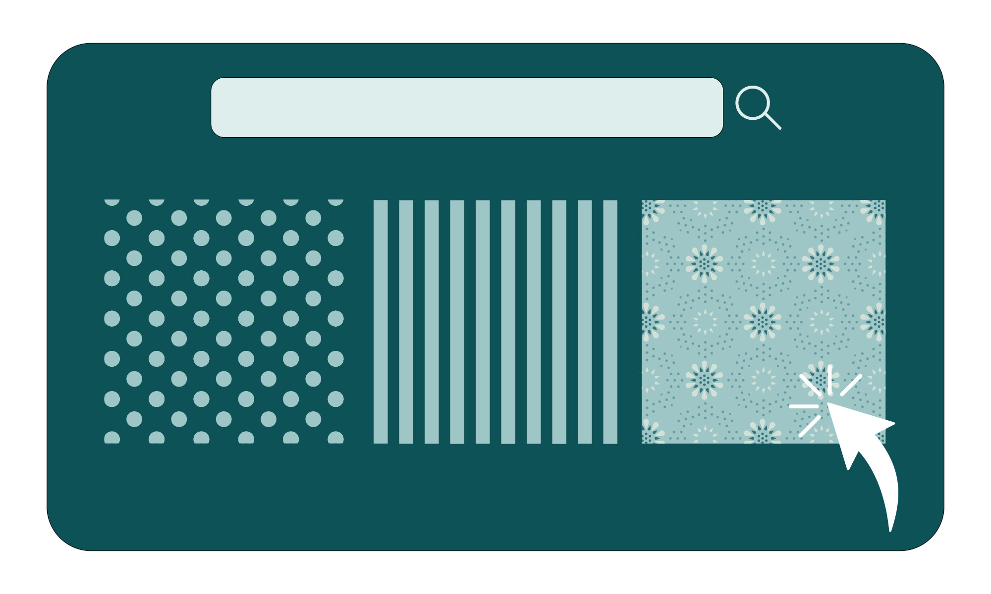 Infographic showing a cursor selecting a print