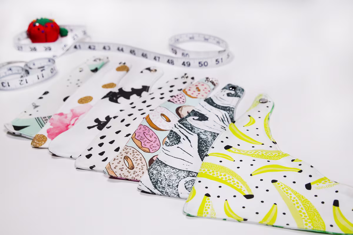 A few bandana bibs made with Spoonflower fabric