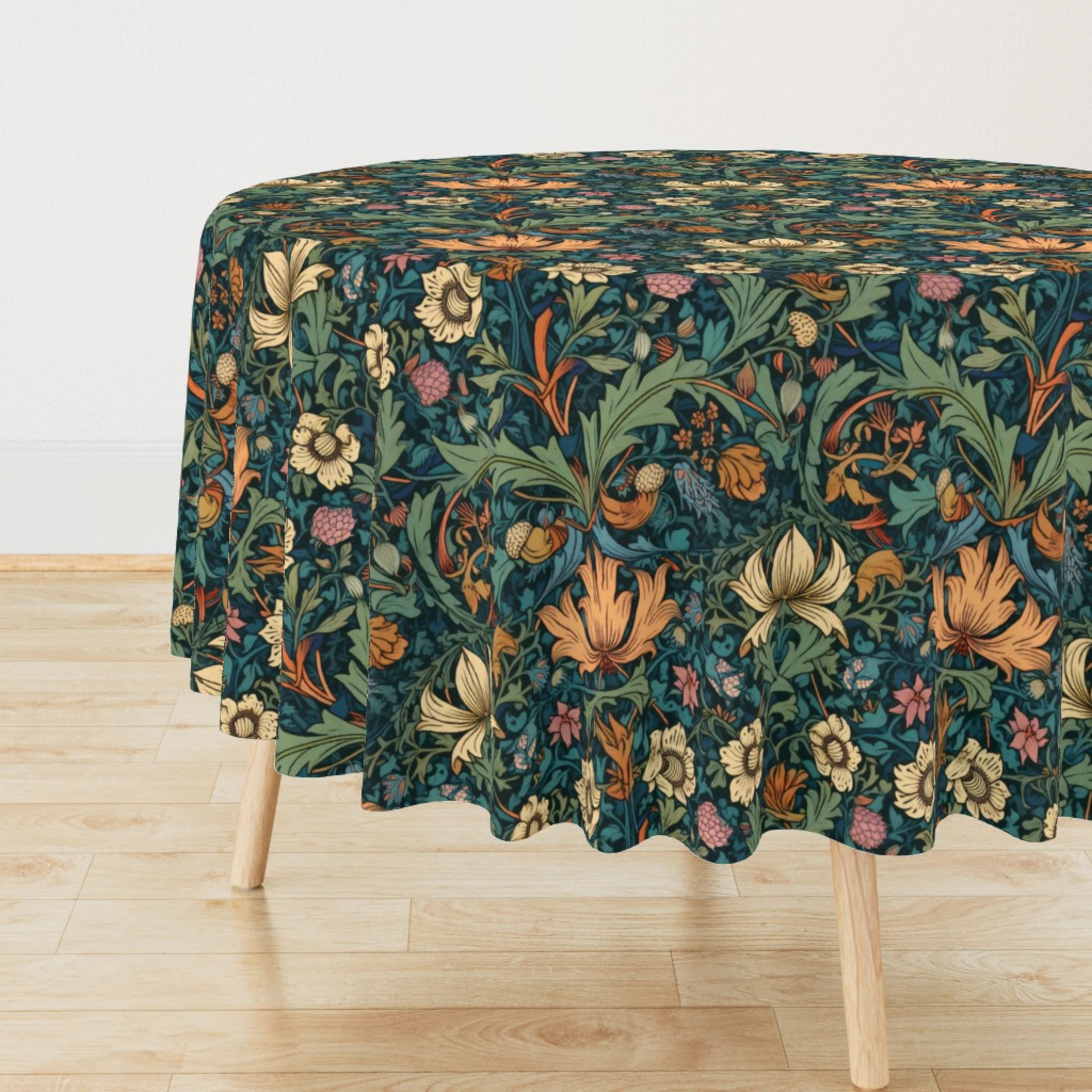 A William Morris inspired round tablecloth