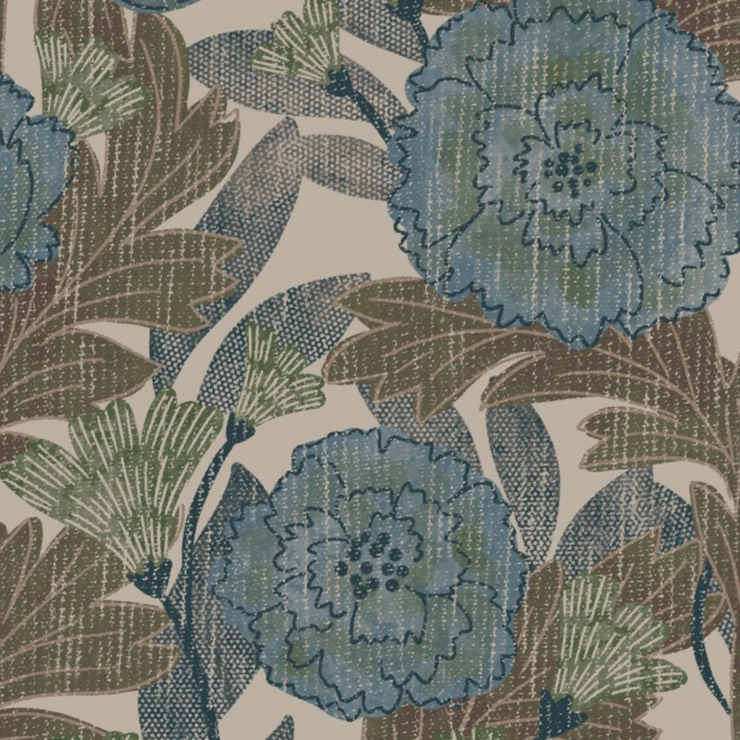 Peony wildflower design in earth colors by jen_owens.
