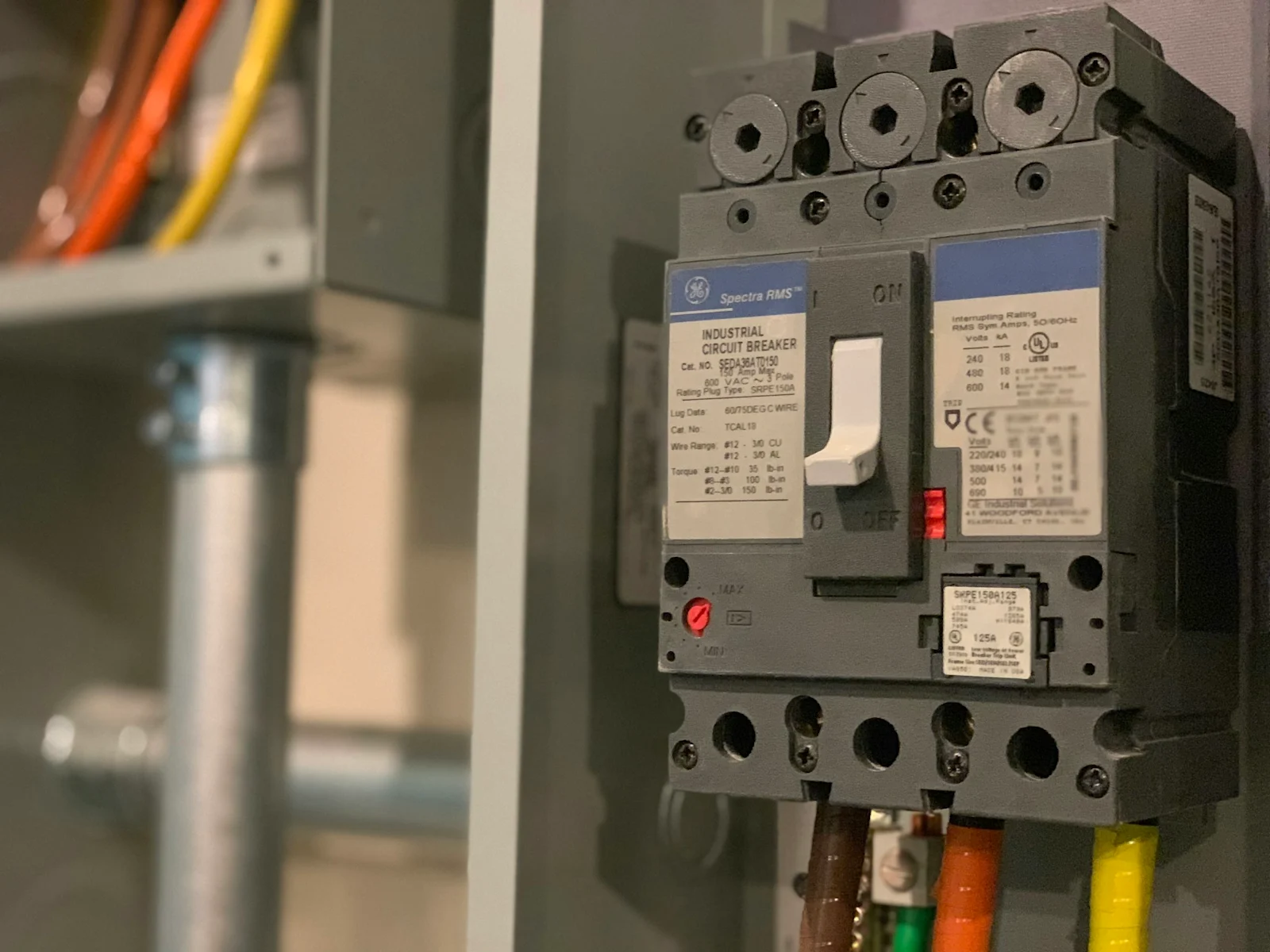 A single breaker and its cabling. Fault domain — the blast radius when this opens — is the real design variable.