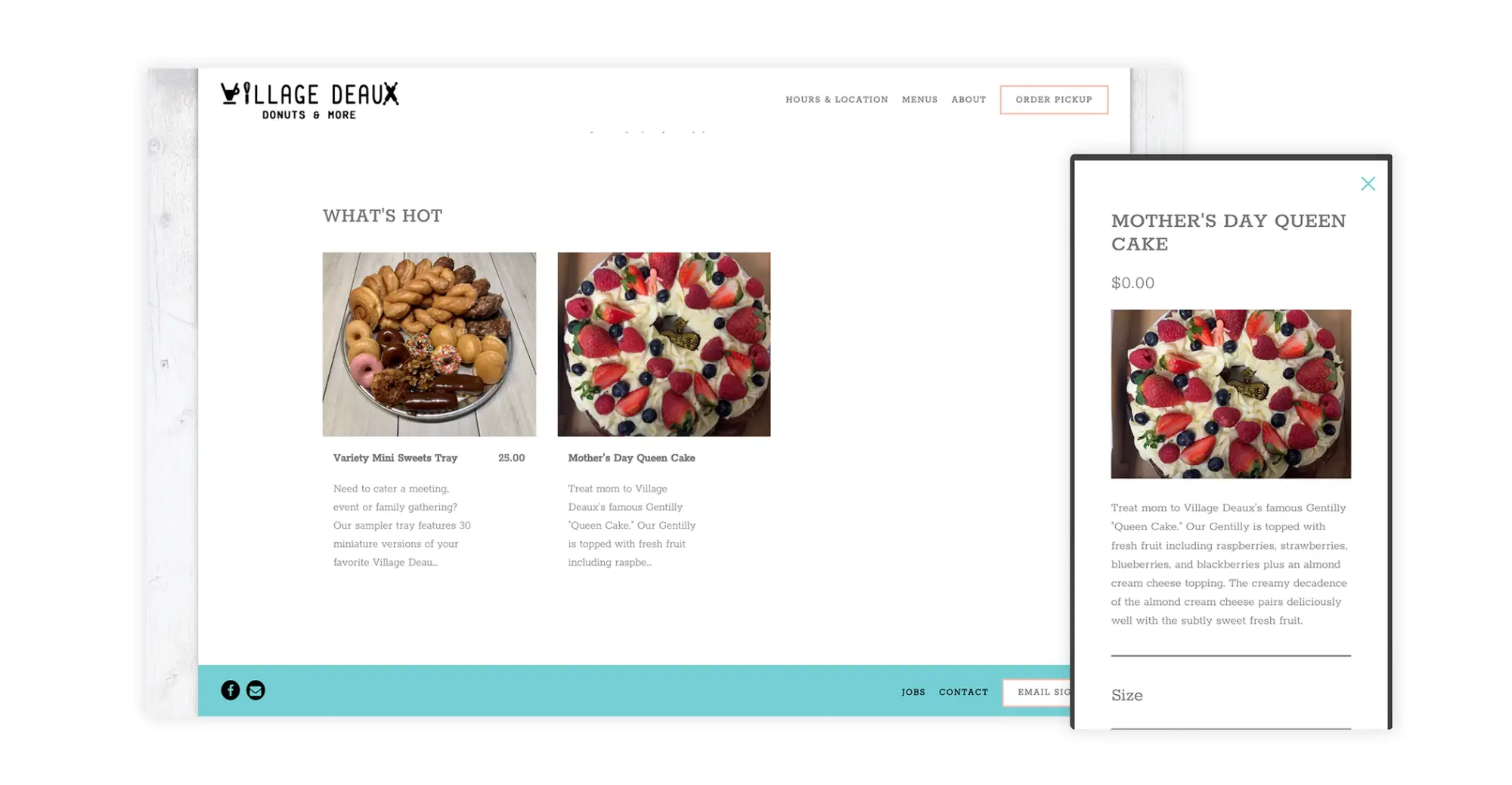 Example of a online catering store for restaurants
