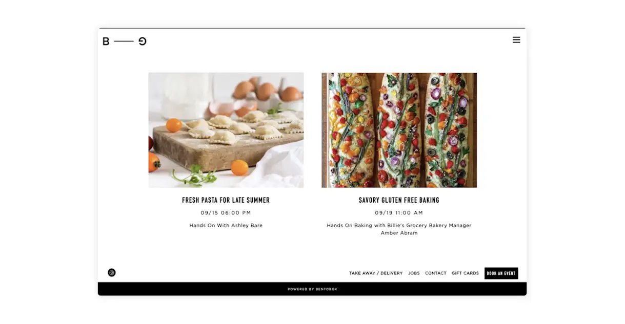 Billie’s Grocery offers tickets to cooking classes on their website.
