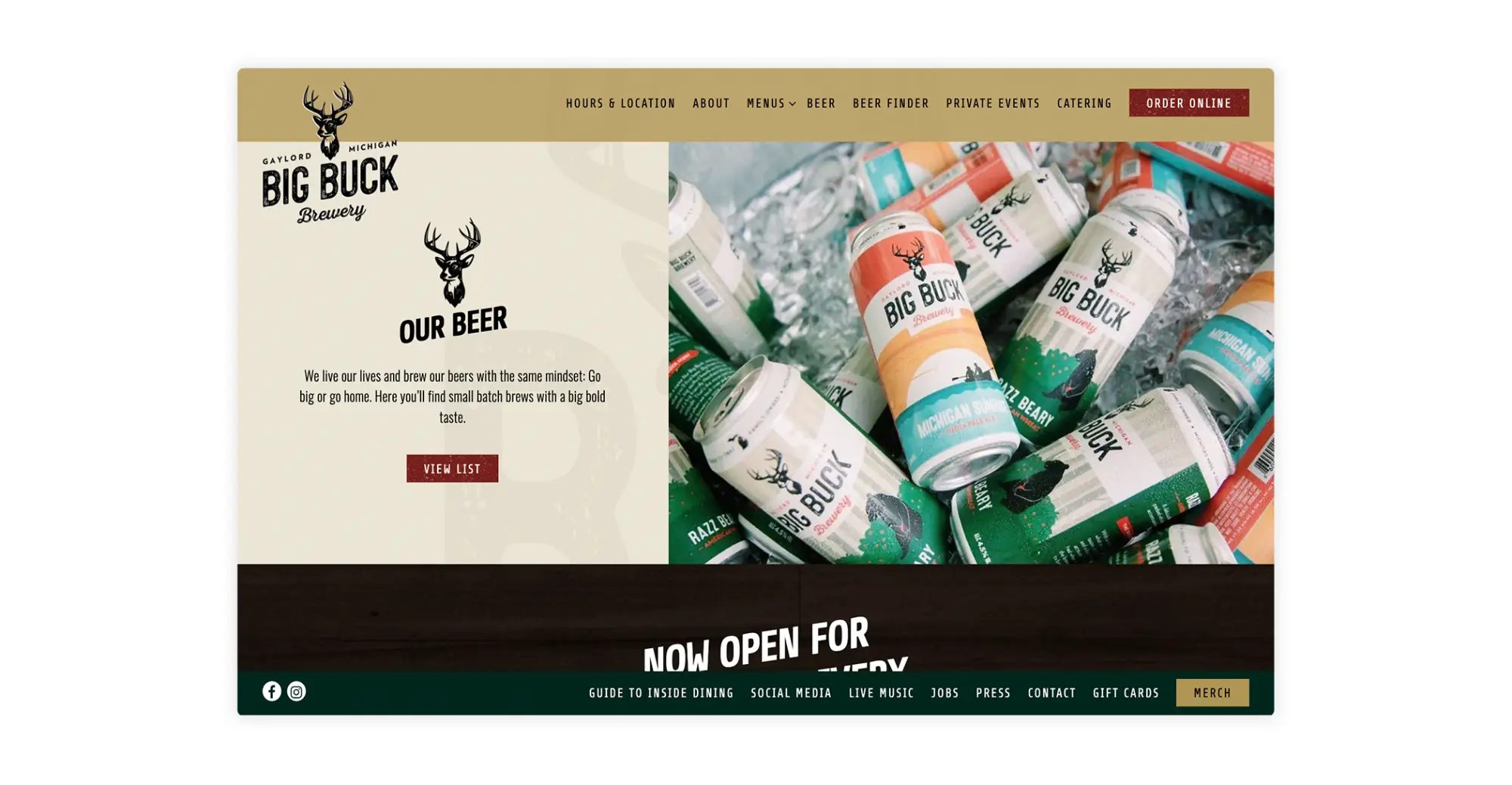 Example of a brewery website