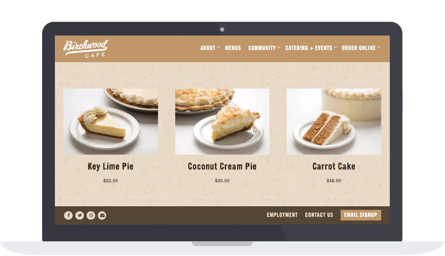 a screenshot of a catering store