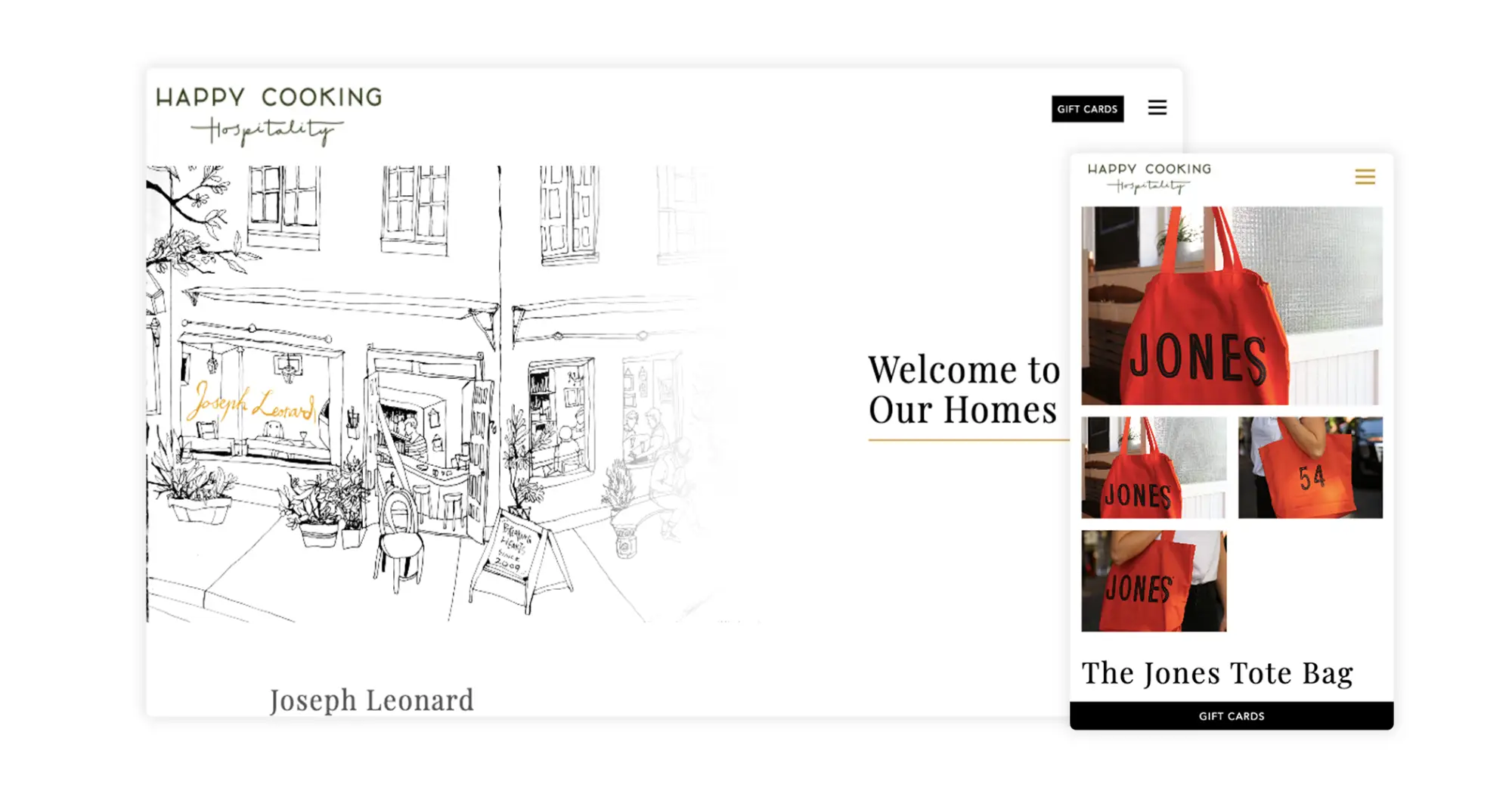 Screenshot of a restaurant website