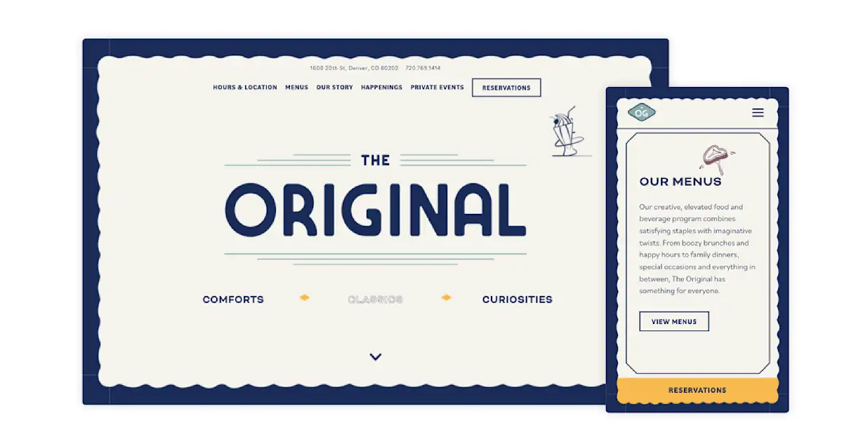 An example of a restaurant website