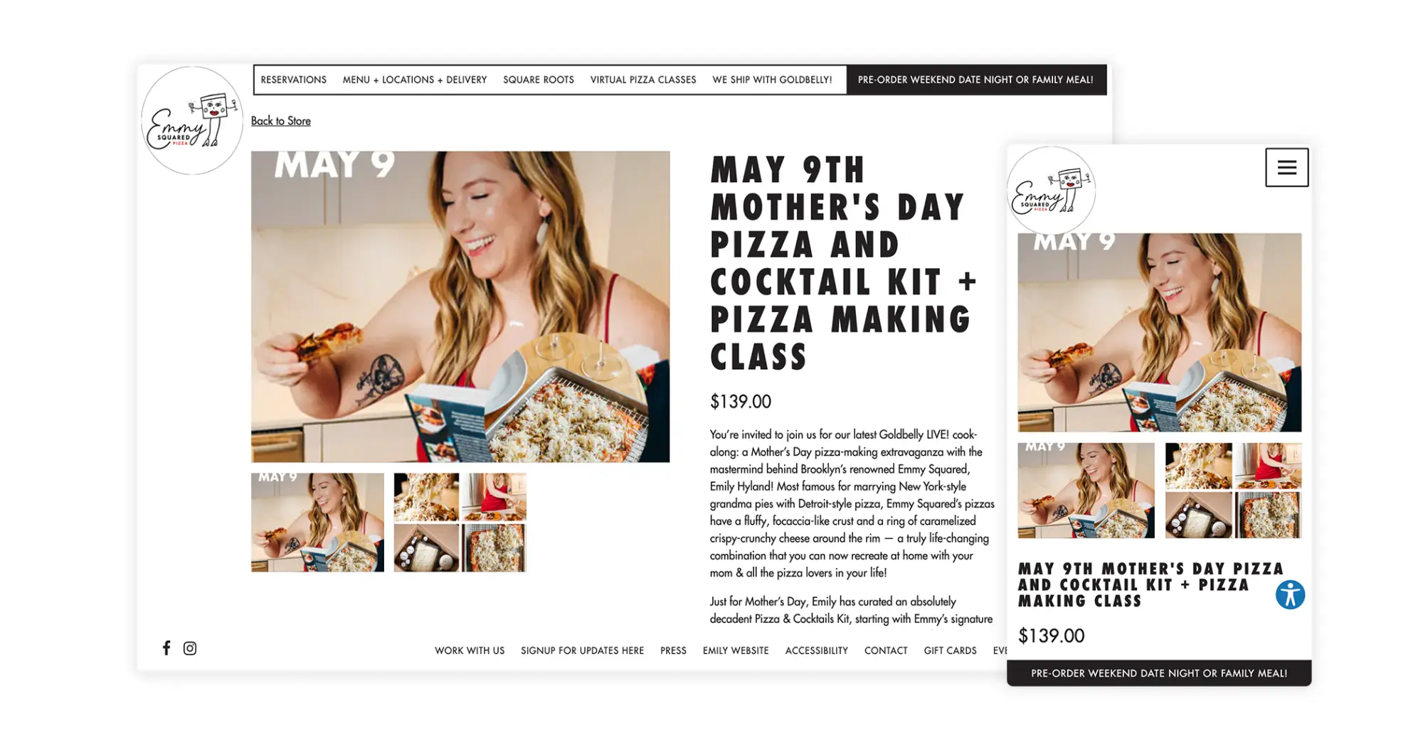 Example of a online catering store for restaurants