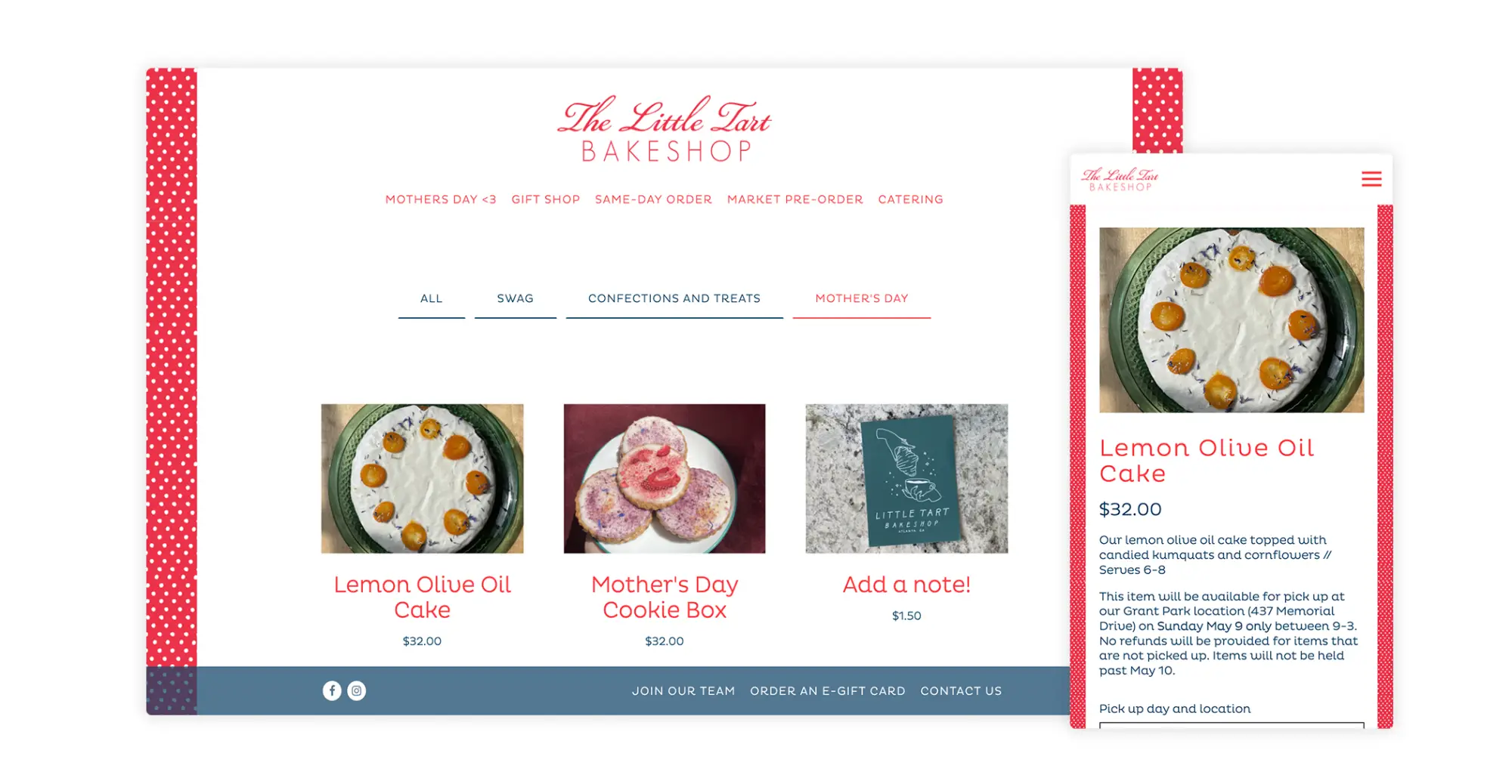 Example of a online catering store for restaurants