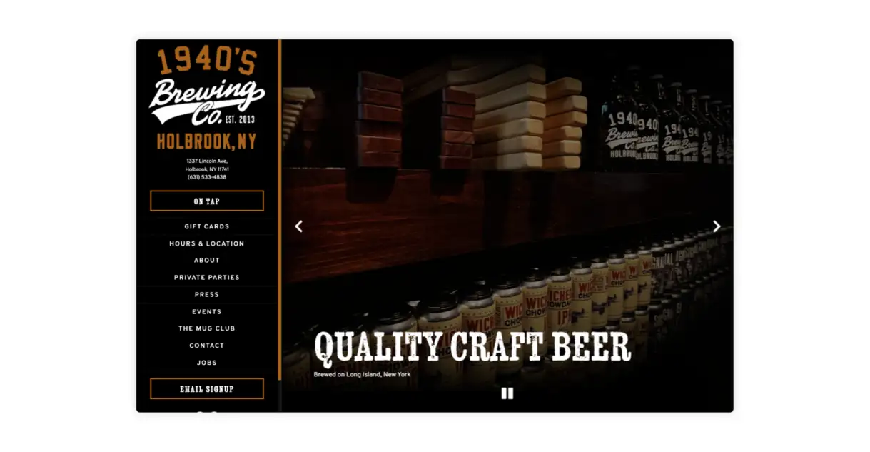 A screenshot of a brewery website.