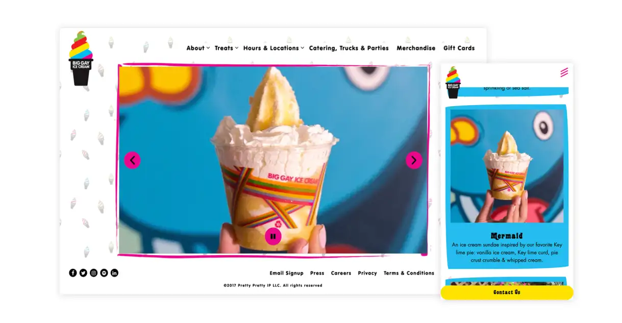 The website for Big Gay Ice Cream